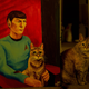 Image for article titled For $250, an indescribable portrait of Spock holding a cat could be yours